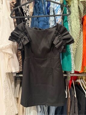 DO+BE Black One-Shoulder Ruffle Mini Dress